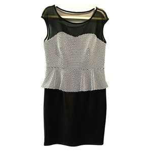 NWOT Black and White Peplum Dress